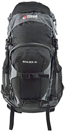 Chinook Boulder Internal Frame Technical Daypack, Black, 45-Liter